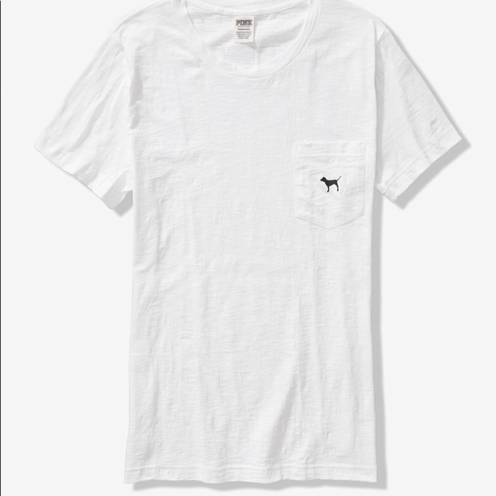 ❗️1 LEFT💕VS PINK CAMPUS SHORT SLEEVE WHITELEOPARD - Picture 2 of 5